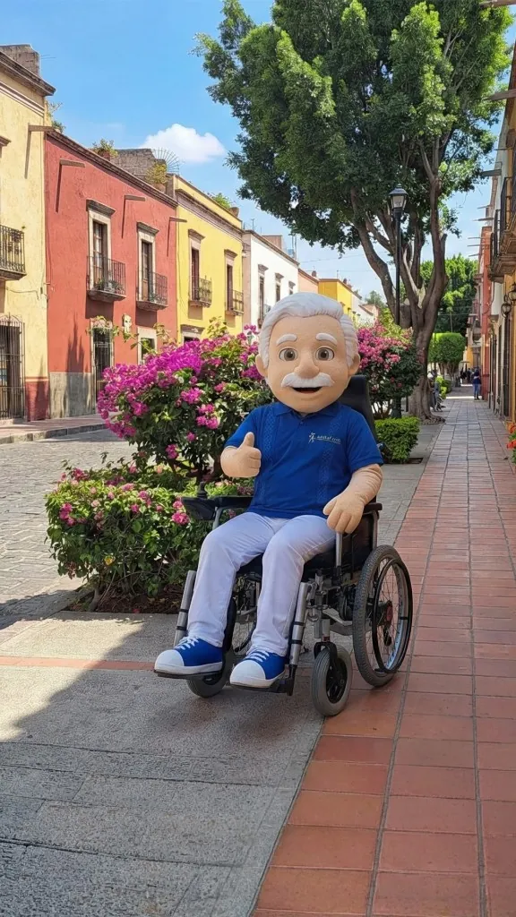 Don Anda en silla de ruedas en una calle barrio mexicana