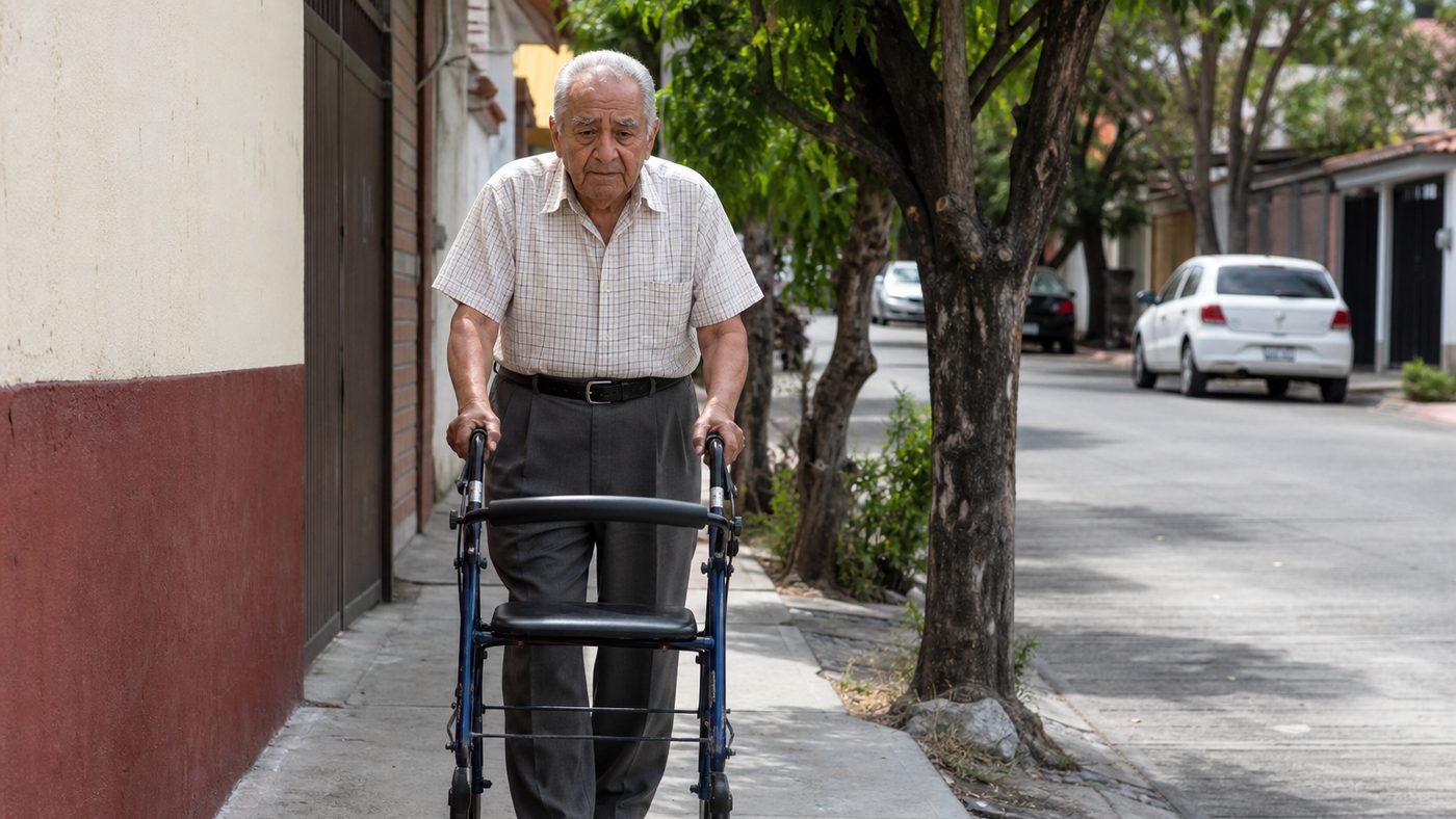 Elderly person with walker: signs that they need mobility support in Mexico