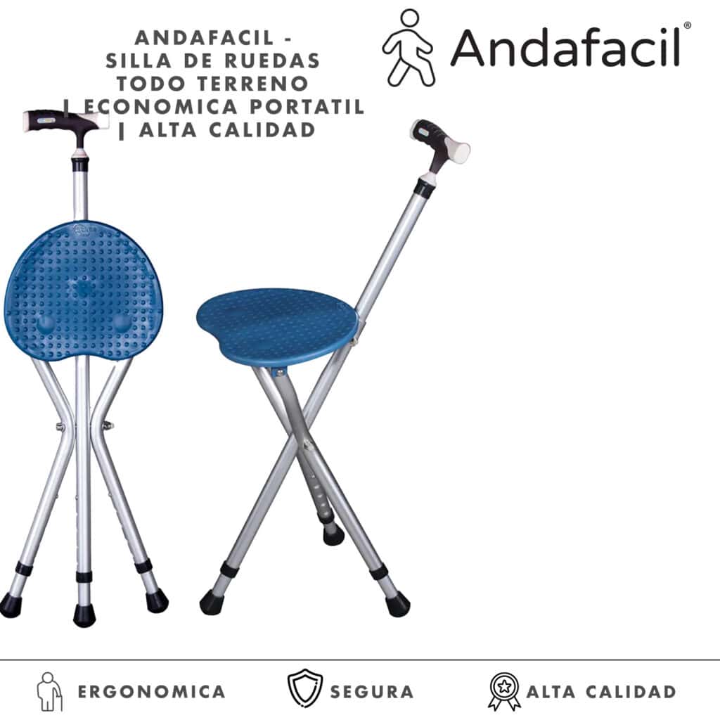 Andafacil® Bastón Plegable con Asiento Portátil para Viaje