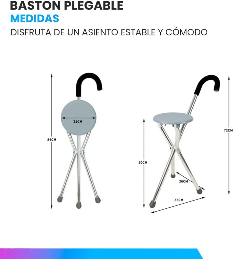 Andafacil® Bastón Plegable con Asiento Portátil para Viaje