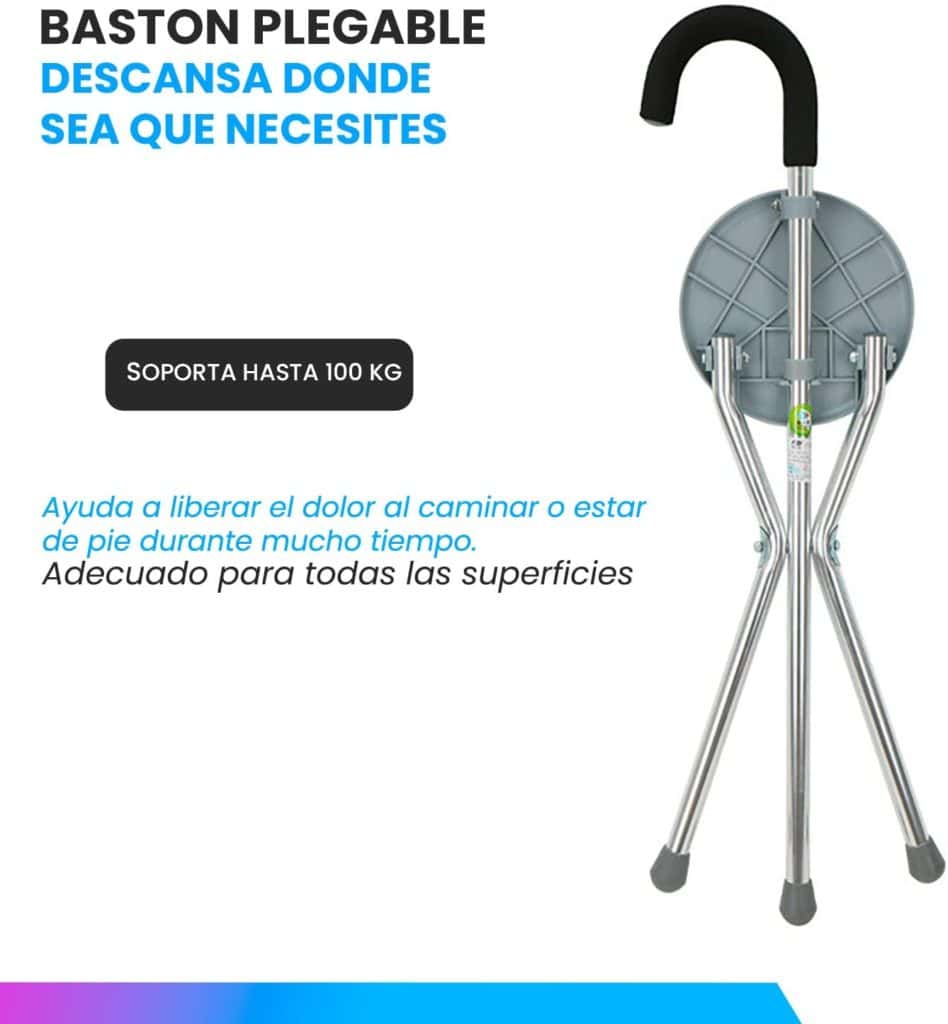 Andafacil® Bastón Plegable con Asiento Portátil para Viaje