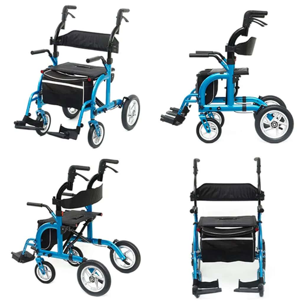 Andafacil® Andadera Para Adulto Con Asiento Y Ruedas 2 En 1 - Azul