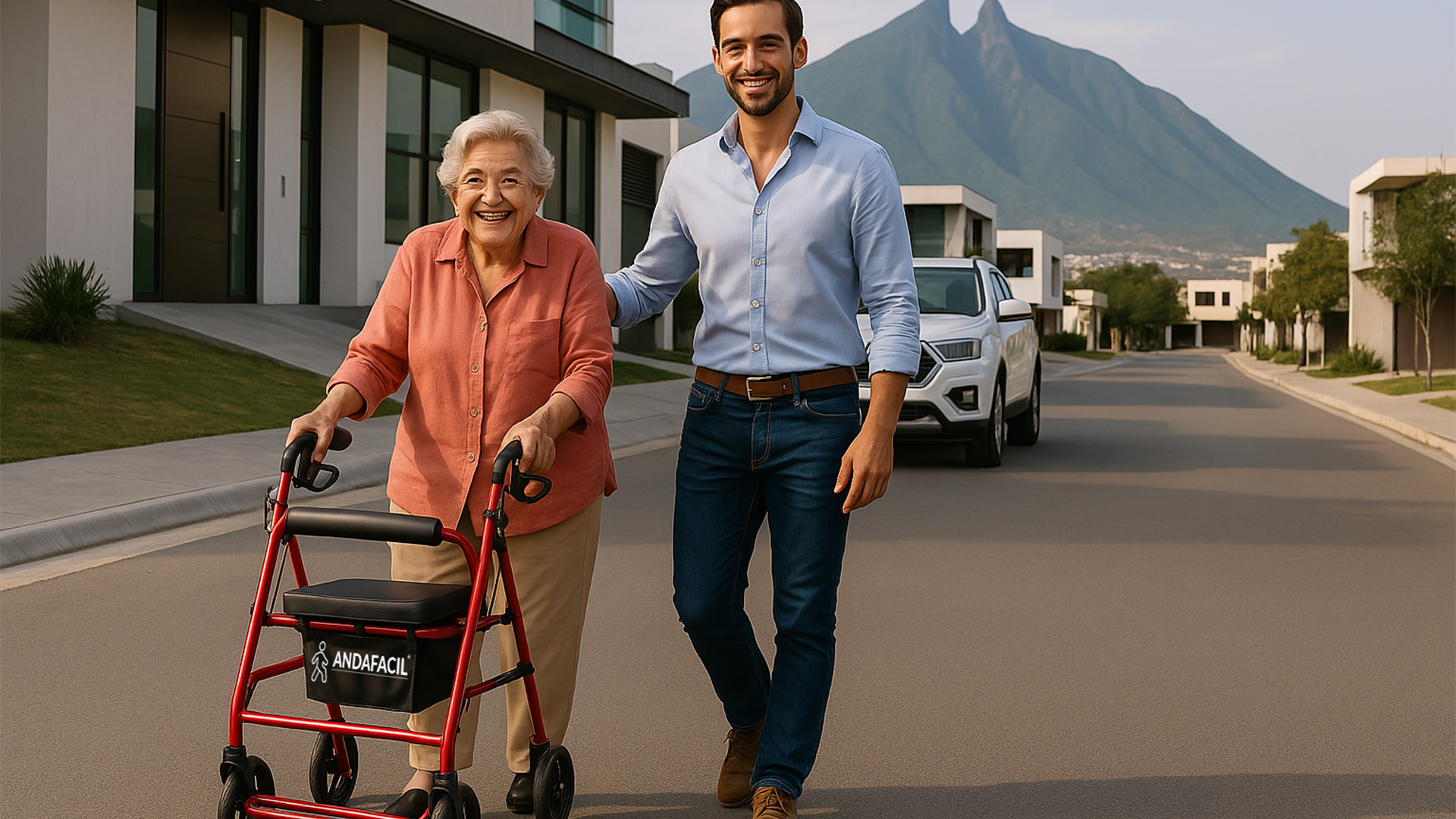 Andafacil® Rollator 2 en 1 Portatil | Andadera y Silla de Traslado