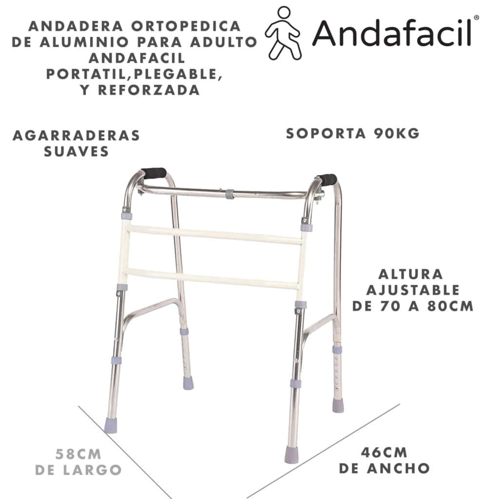 Andafacil® Andadera Ortopedica de Acero para Adulto | Portatil, Plegable, Reforzada