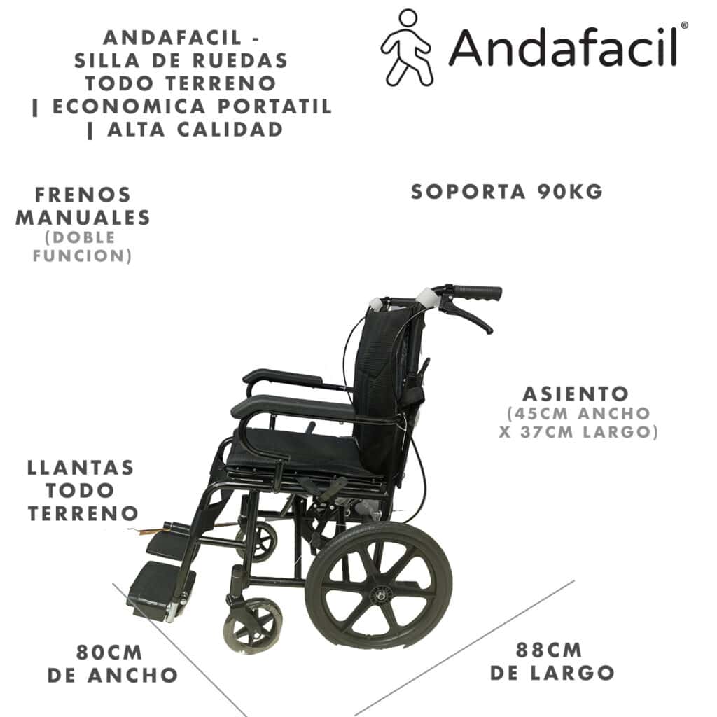 Andafacil®  Silla de Ruedas Todo Terreno | Economica Portatil | Alta Calidad