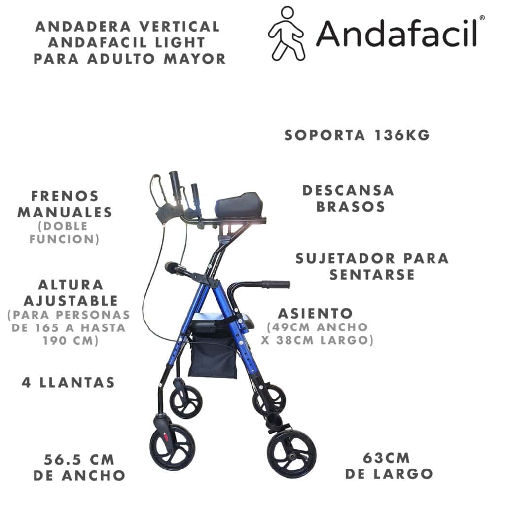 Andafacil® Andadera Vertical Andafacil Light Para Adulto Mayor | Economica, Ergonomica y Portatil