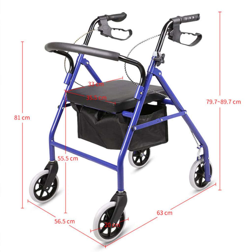 Andafacil® Andadera Andador 4 Ruedas Aluminio Plegable Asiento Bolsa