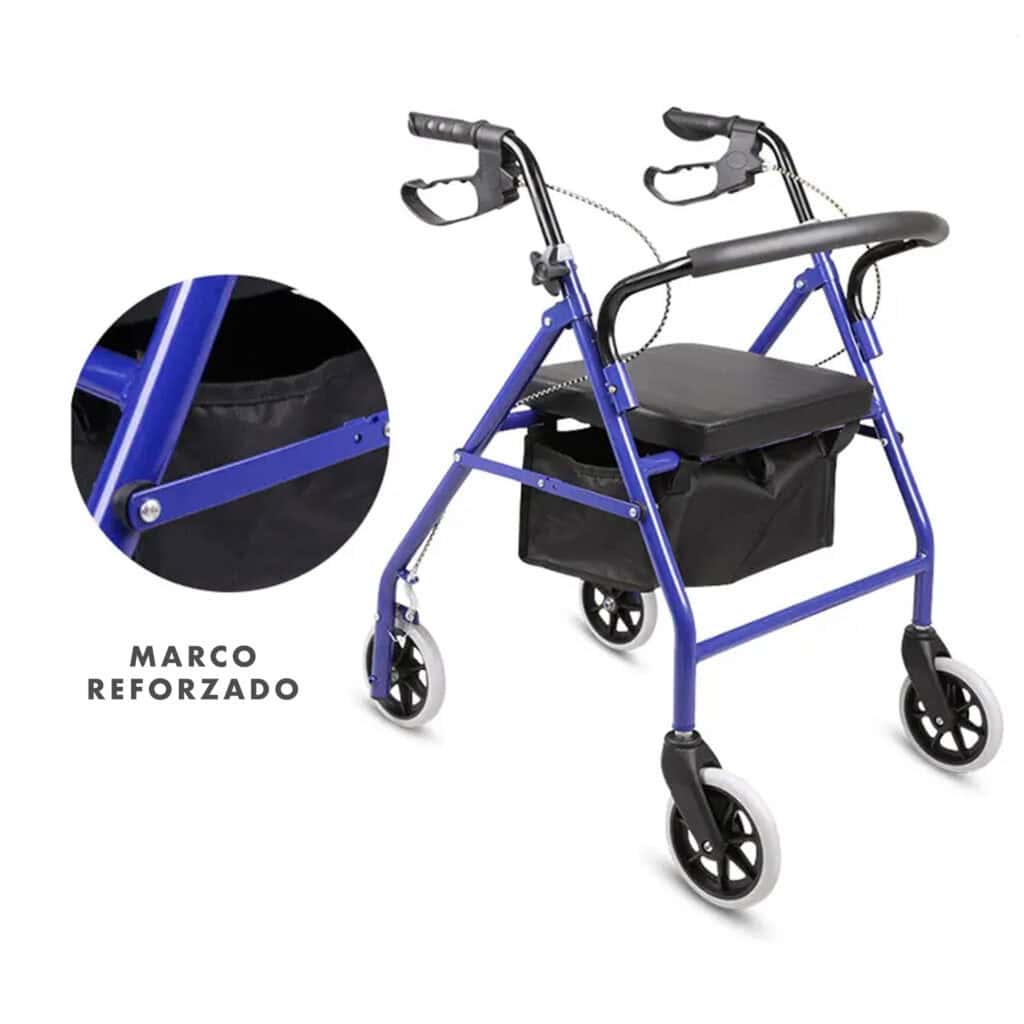 Andafacil® Andadera Andador 4 Ruedas Aluminio Plegable Asiento Bolsa