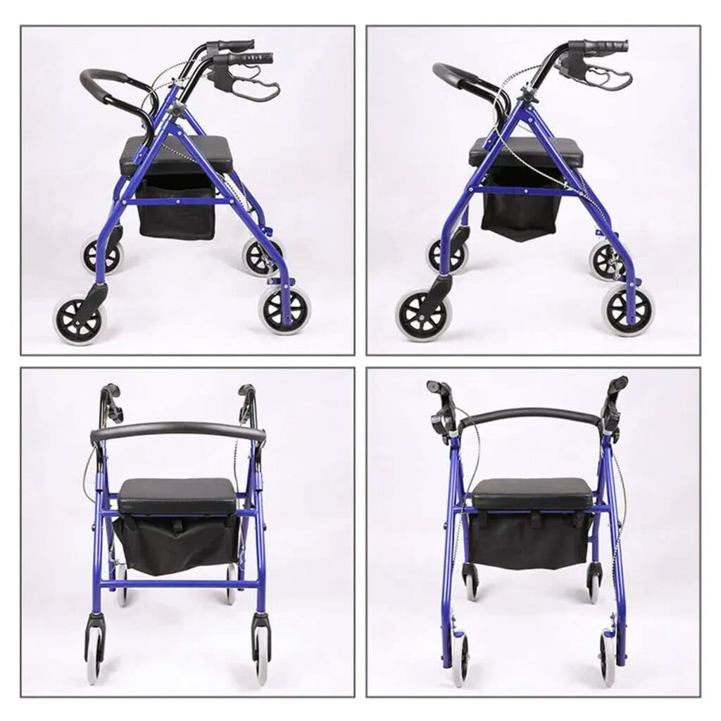 Andafacil® Andadera Andador 4 Ruedas Aluminio Plegable Asiento Bolsa