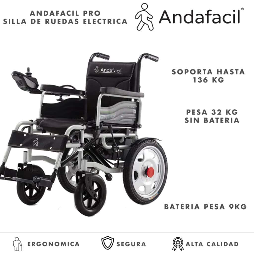 Andafacil® - Andafacil Pro - Silla de Ruedas Electrica | Moderna, Plegable, Todo Terreno