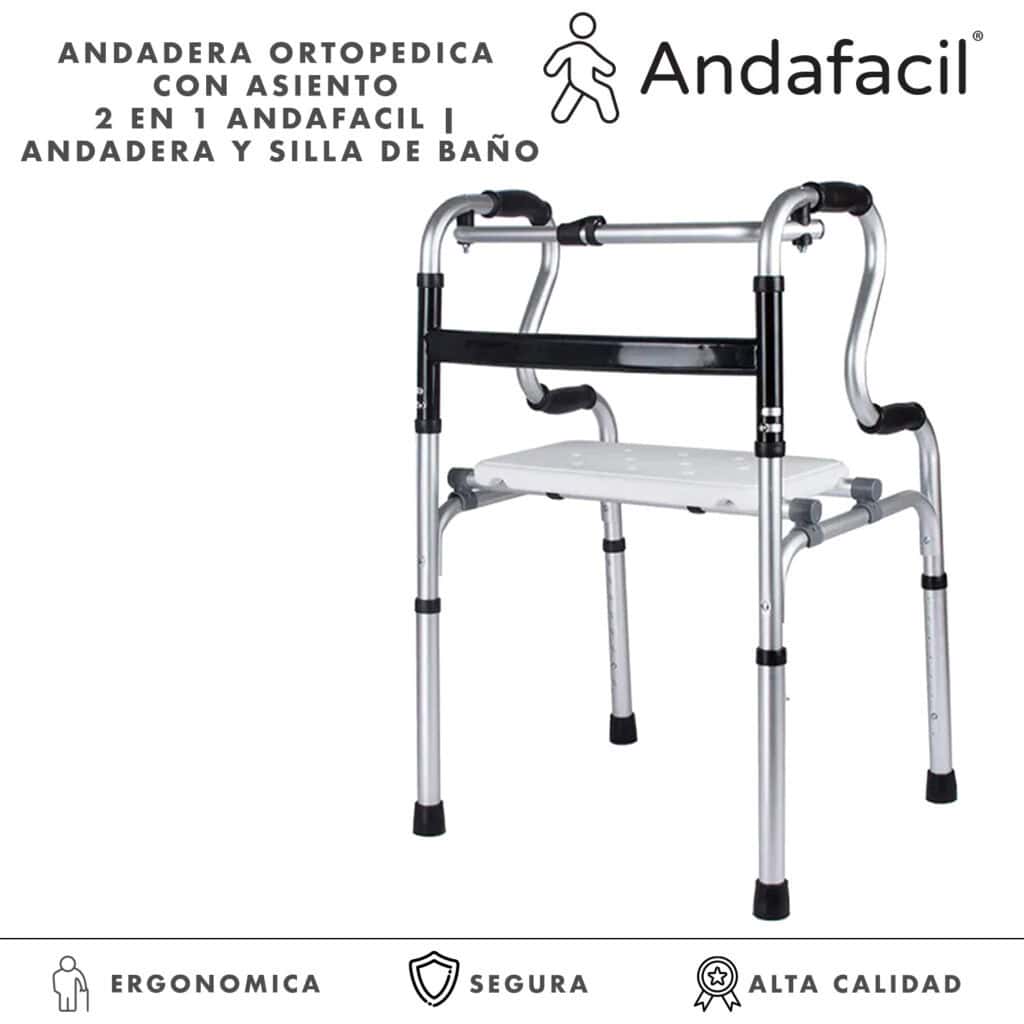 Andafacil® Andadera Ortopédica con Asiento 2 en 1 Andafácil - Andadera y Silla de Baño