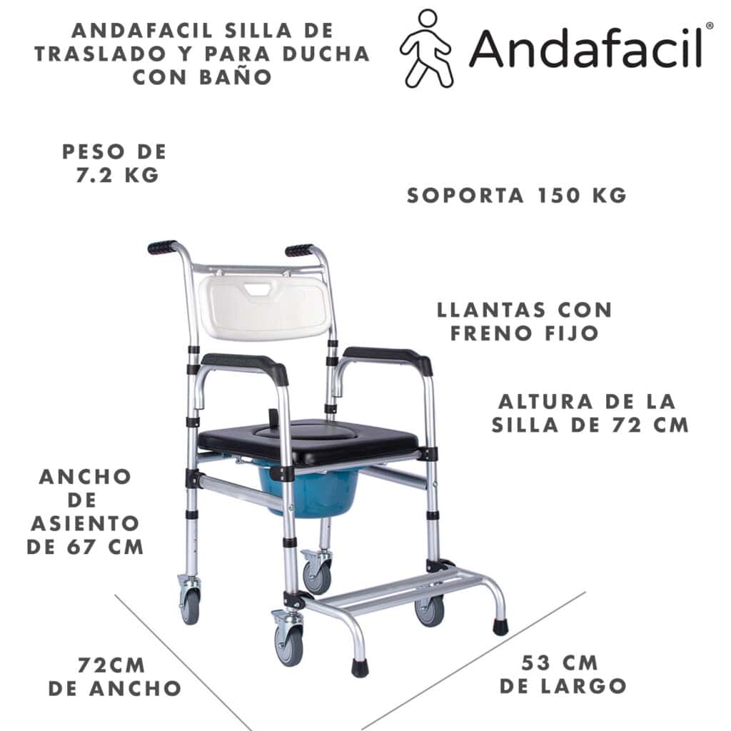 Andafacil® Silla de Traslado y para ducha con Baño | Adultos Mayores