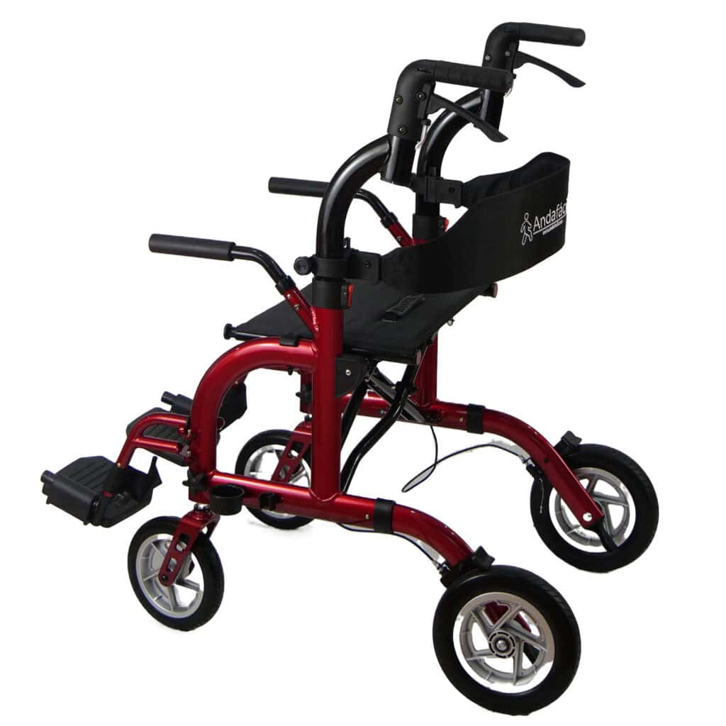 Andafacil® Andadera Para Adulto Con Asiento Y Ruedas 2 En 1 - Roja