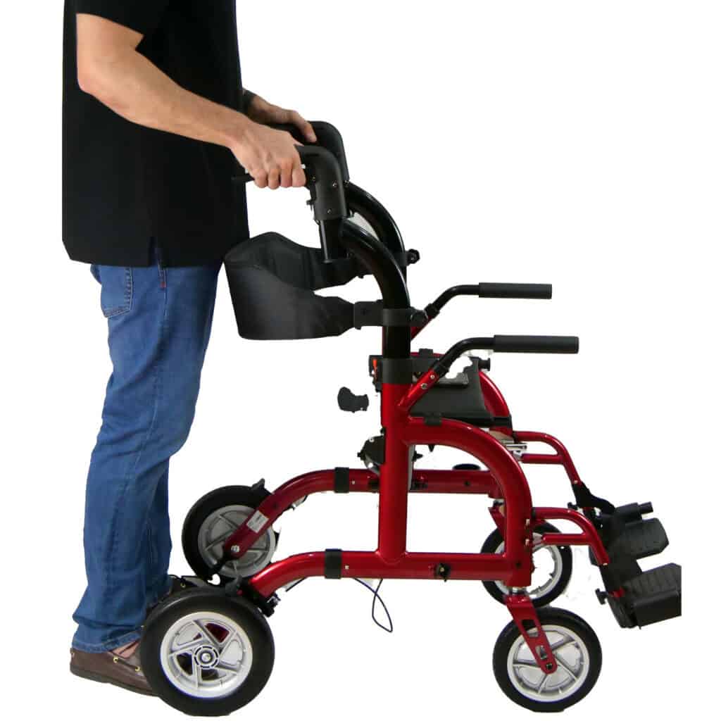 Andafacil® Andadera Para Adulto Con Asiento Y Ruedas 2 En 1 - Roja