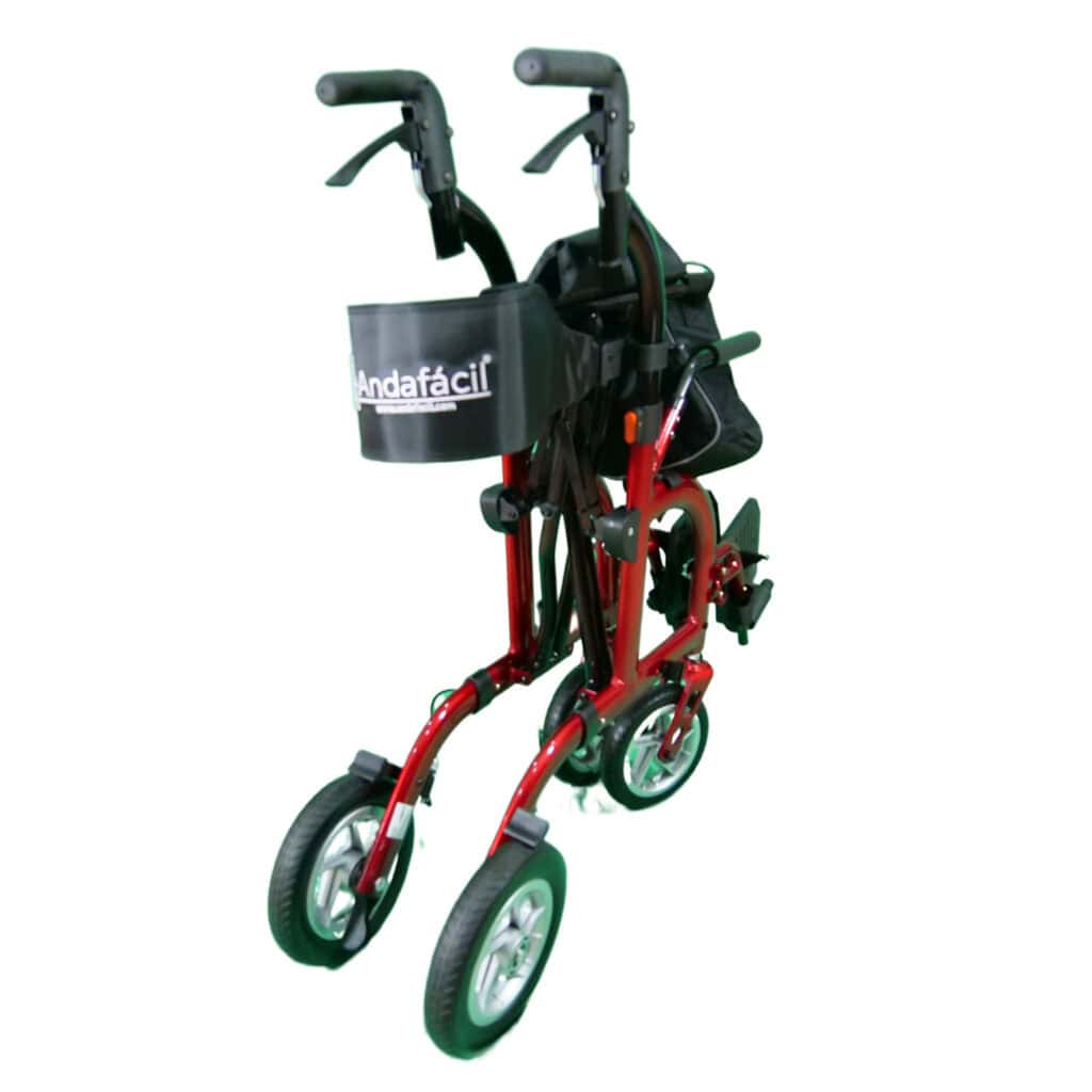 Andafacil® Andadera Para Adulto Con Asiento Y Ruedas 2 En 1 - Roja