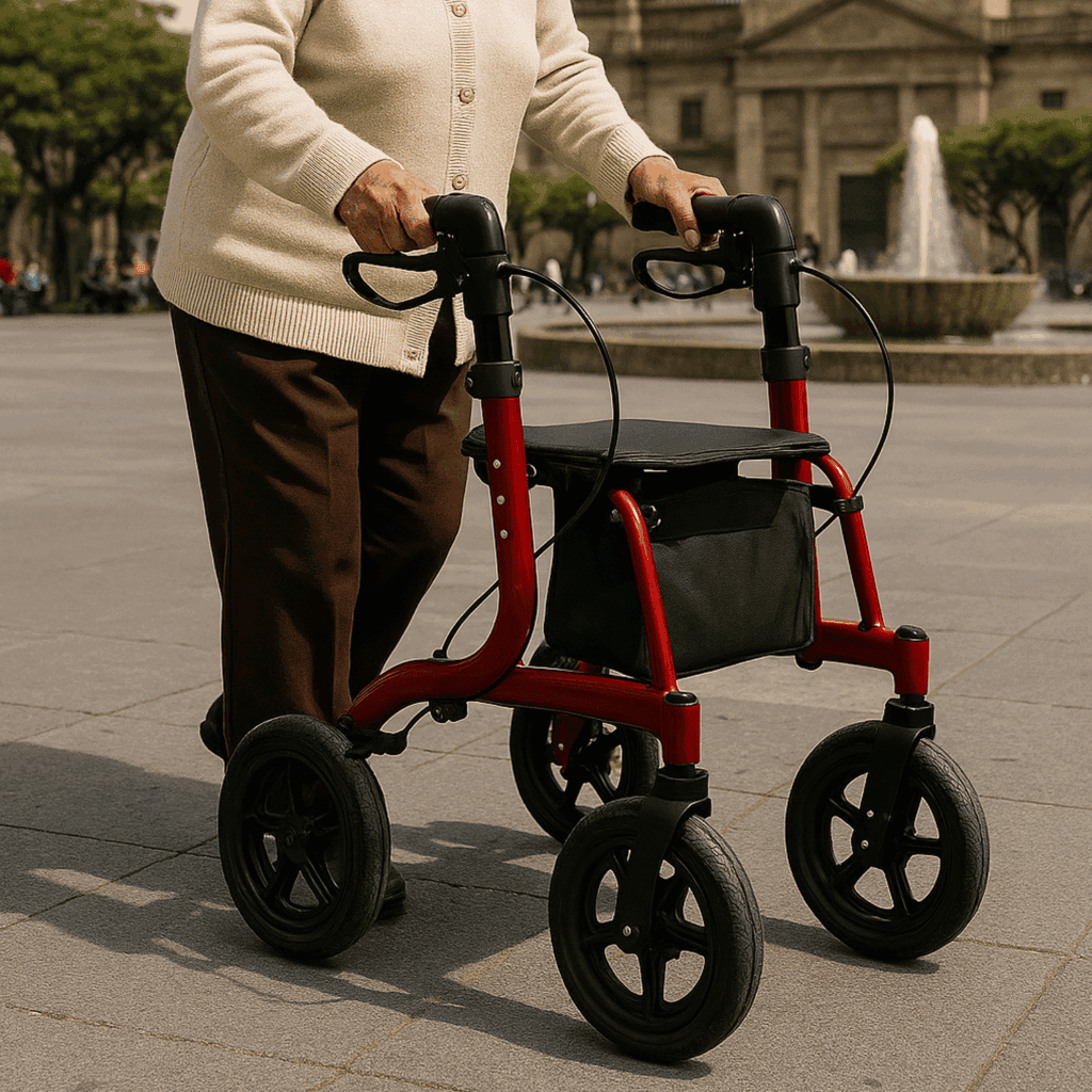 Andafacil® Rollator Todo Terreno con Llantas de 30cm y asiento | Para interiores y exteriores | Diseñado para México