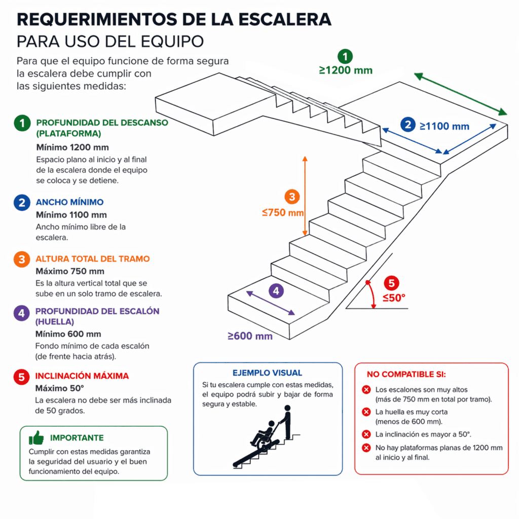 Diagrama Andafacil StairPro Silla de Ruedas para Escaleras