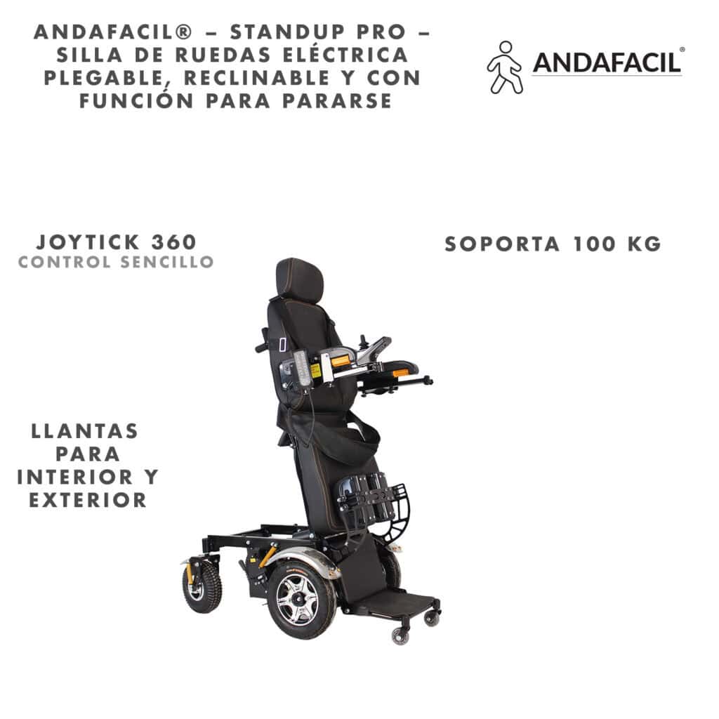Andafacil® – StandUp Pro – Silla de Ruedas Eléctrica | Plegable, Reclinable y con Función para Pararse
