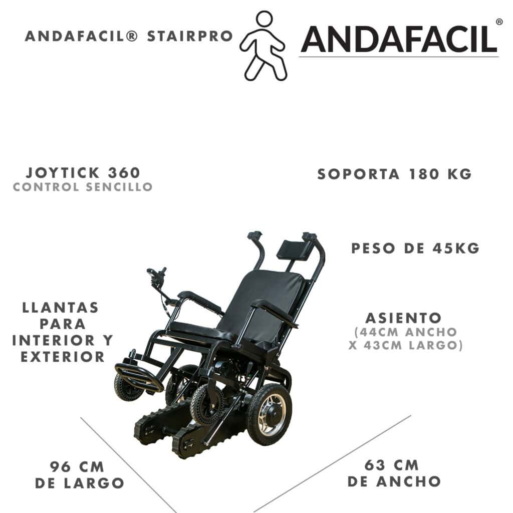 Andafacil® – StairPro – Silla de Ruedas Eléctrica | Sube Escaleras, Plegable y de Alta Capacidad