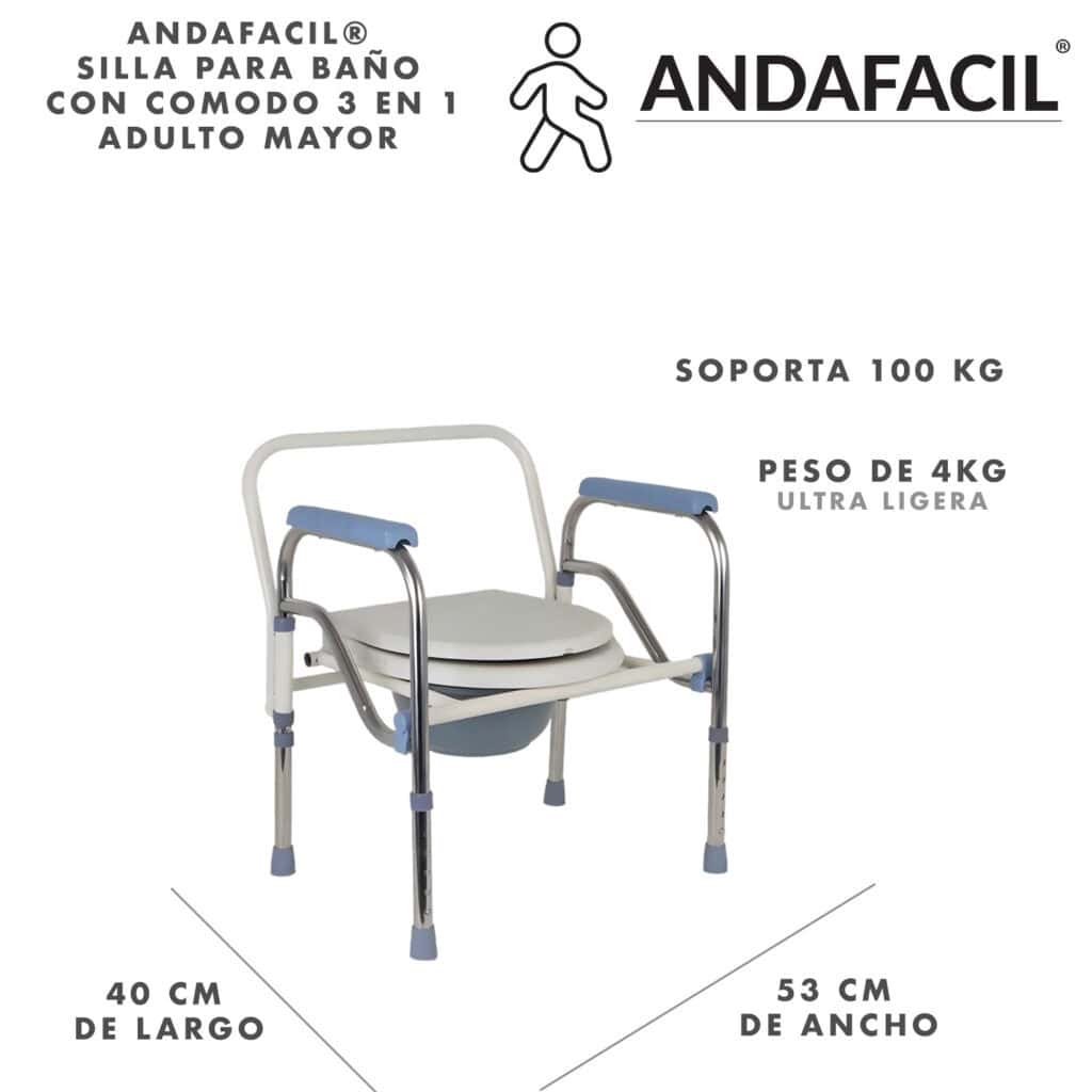 Andafacil® Silla para Baño con Comodo 3 en 1
