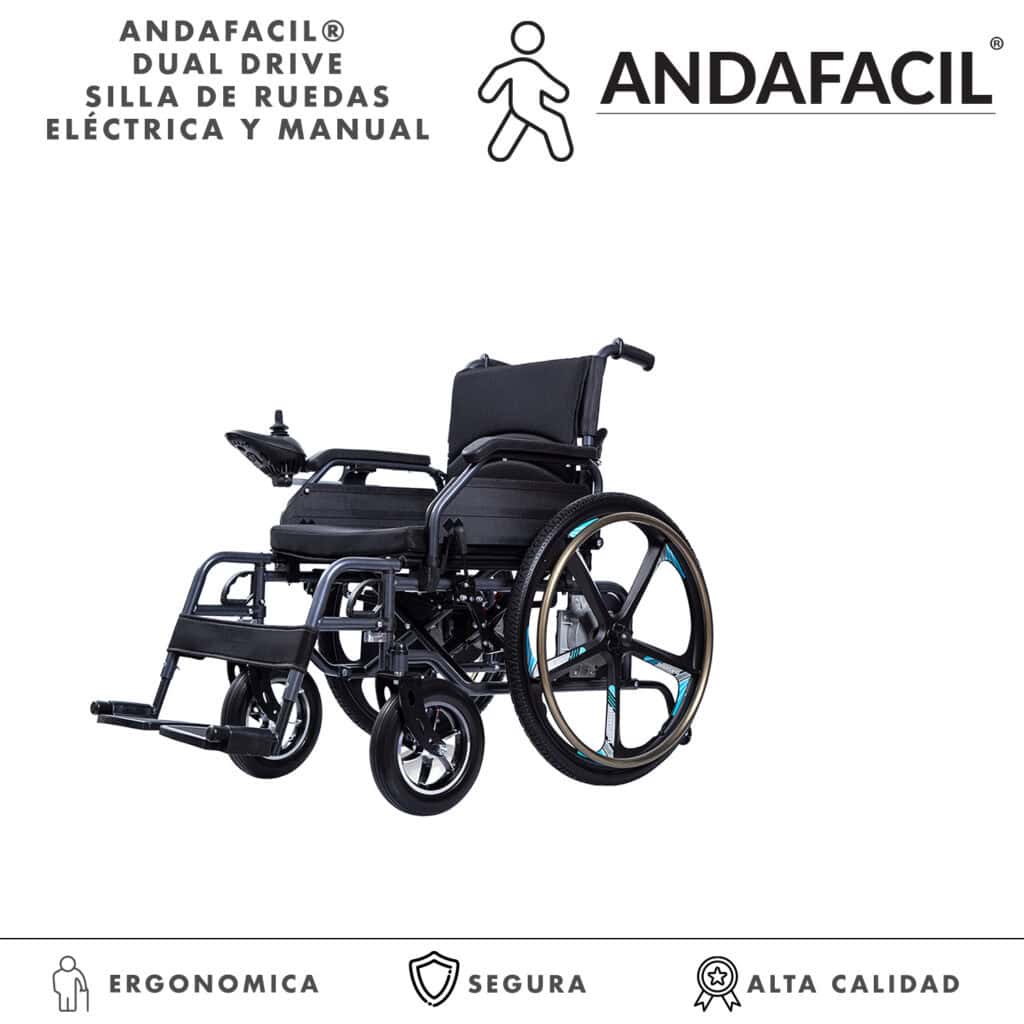 Andafacil® – DualDrive – Silla de Ruedas 2 en 1 | Eléctrica y Manual, Compacta y de Alta Calidad