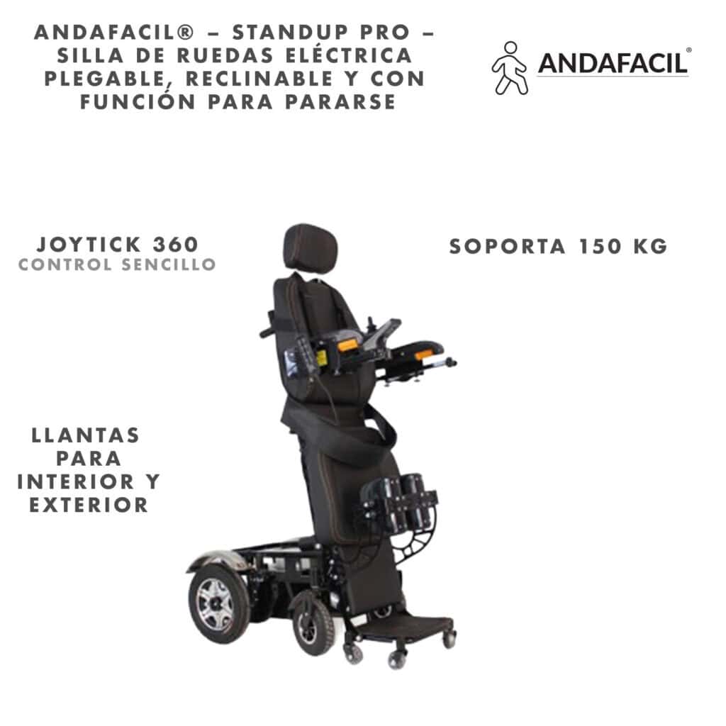 Andafacil® – StandUp Pro Rear – Silla de Ruedas Eléctrica | Plegable, Reclinable y con Función para Pararse