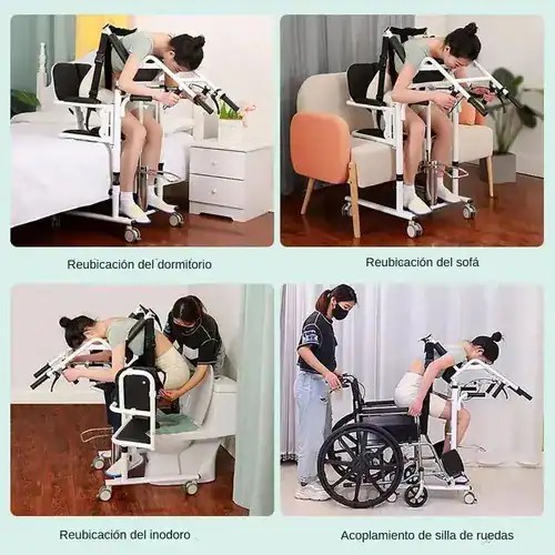 MoveSafe – Silla de Transferencia Hidráulica con Pedal Hidráulico, Mesa Integrada y Respaldo, Plegable, Hasta 200 Kg para Traslado Seguro de Pacientes