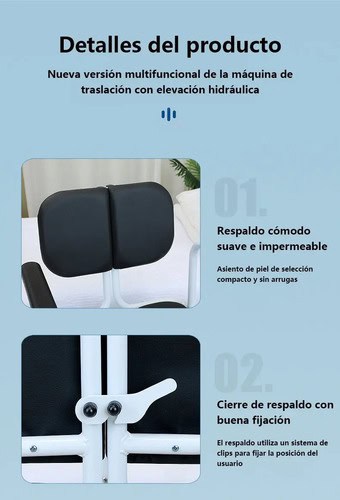 MoveSafe – Silla de Transferencia Hidráulica con Pedal Hidráulico, Mesa Integrada y Respaldo, Plegable, Hasta 200 Kg para Traslado Seguro de Pacientes