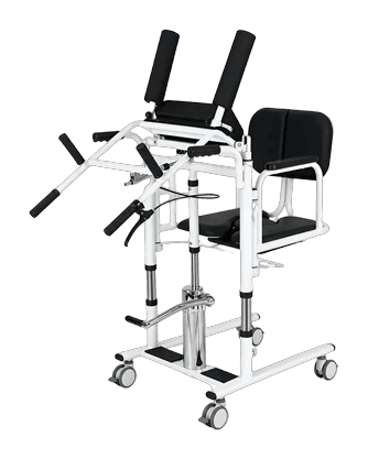 MoveSafe – Silla de Transferencia Hidráulica con Pedal Hidráulico, Mesa Integrada y Respaldo, Plegable, Hasta 200 Kg para Traslado Seguro de Pacientes