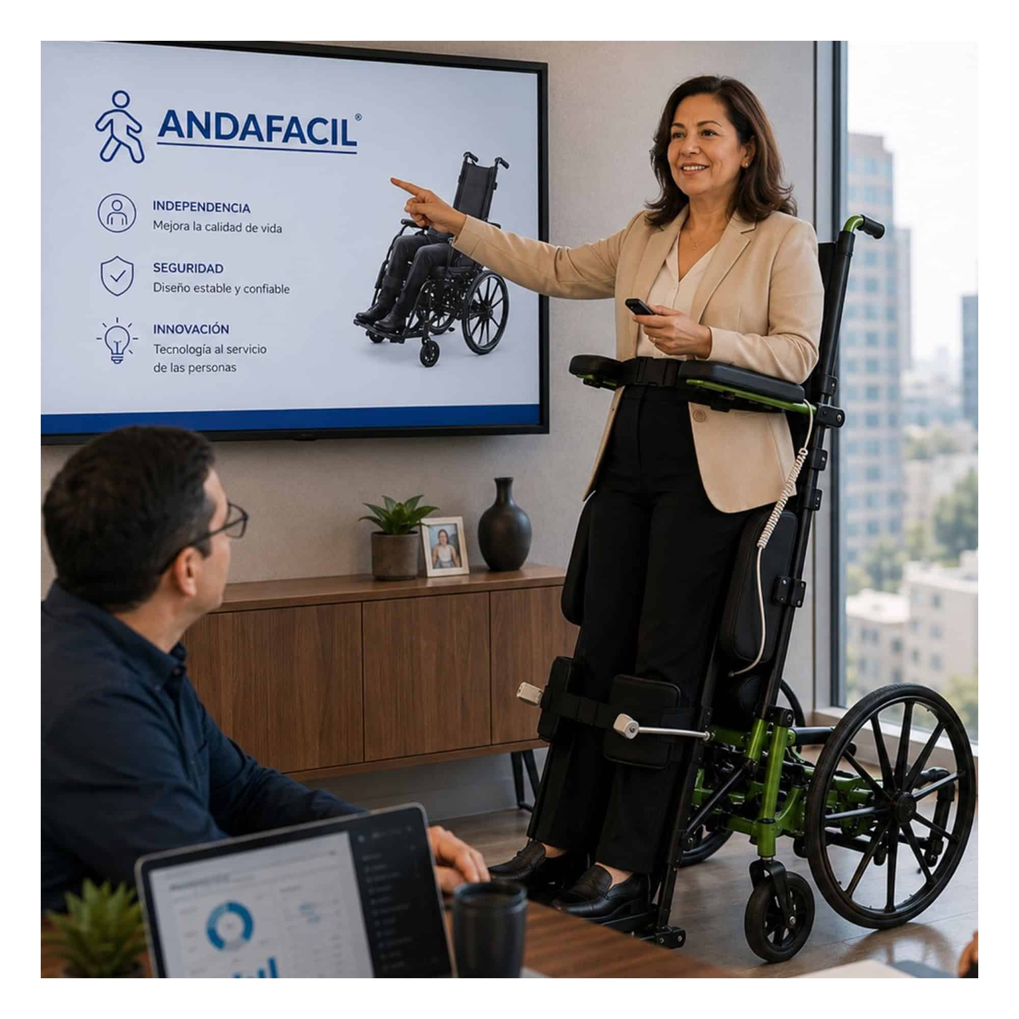 Andafacil® – StandUp Light – Silla de Ruedas Bipedestadora | Silla de Ruedas Manual con función eléctrica para pararse