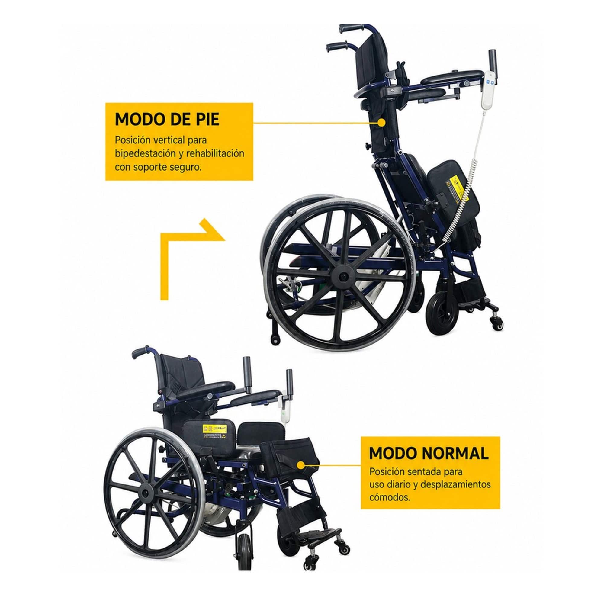 Andafacil® – StandUp Light – Silla de Ruedas Bipedestadora | Silla de Ruedas Manual con función eléctrica para pararse