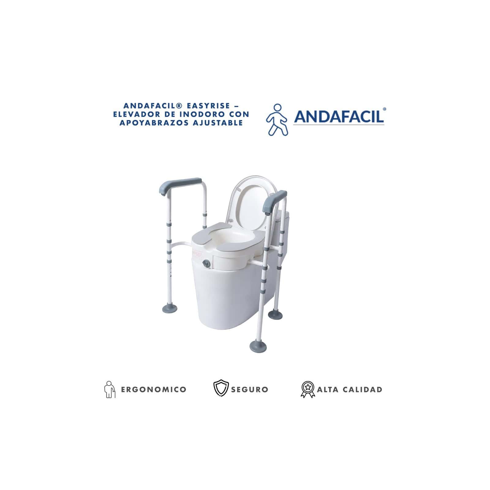 Andafacil® EasyRise – Elevador de Inodoro con Apoyabrazos Ajustable