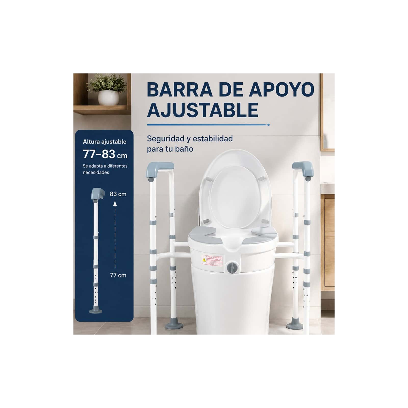 Andafacil® EasyRise – Elevador de Inodoro con Apoyabrazos Ajustable