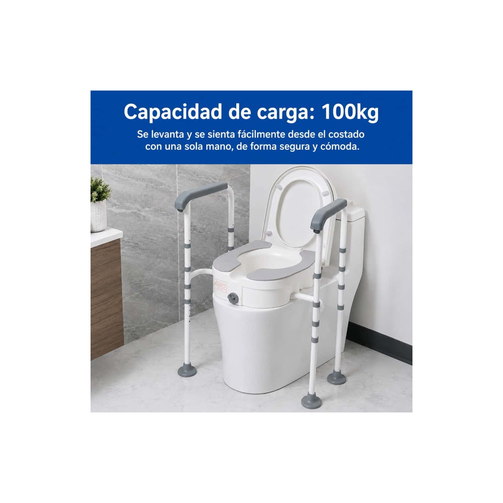 Andafacil® EasyRise – Elevador de Inodoro con Apoyabrazos Ajustable
