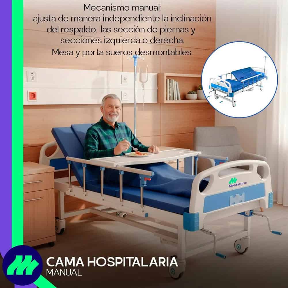 Cama Hospitalaria Manual De 5 Posiciones Con Colchón Impermeable