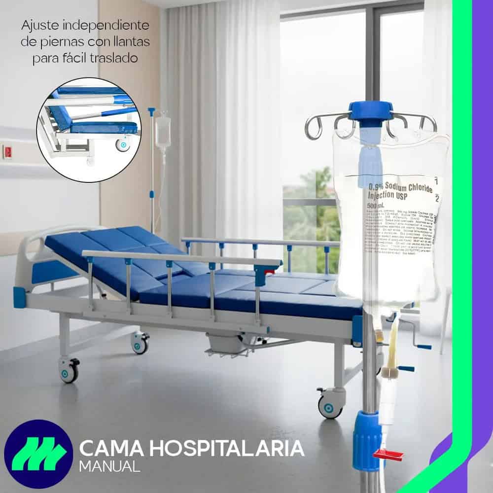 Cama Hospitalaria Manual De 5 Posiciones Con Colchón Impermeable