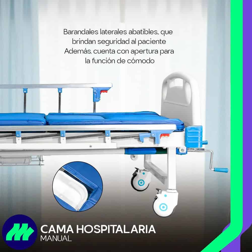 Cama Hospitalaria Manual De 5 Posiciones Con Colchón Impermeable