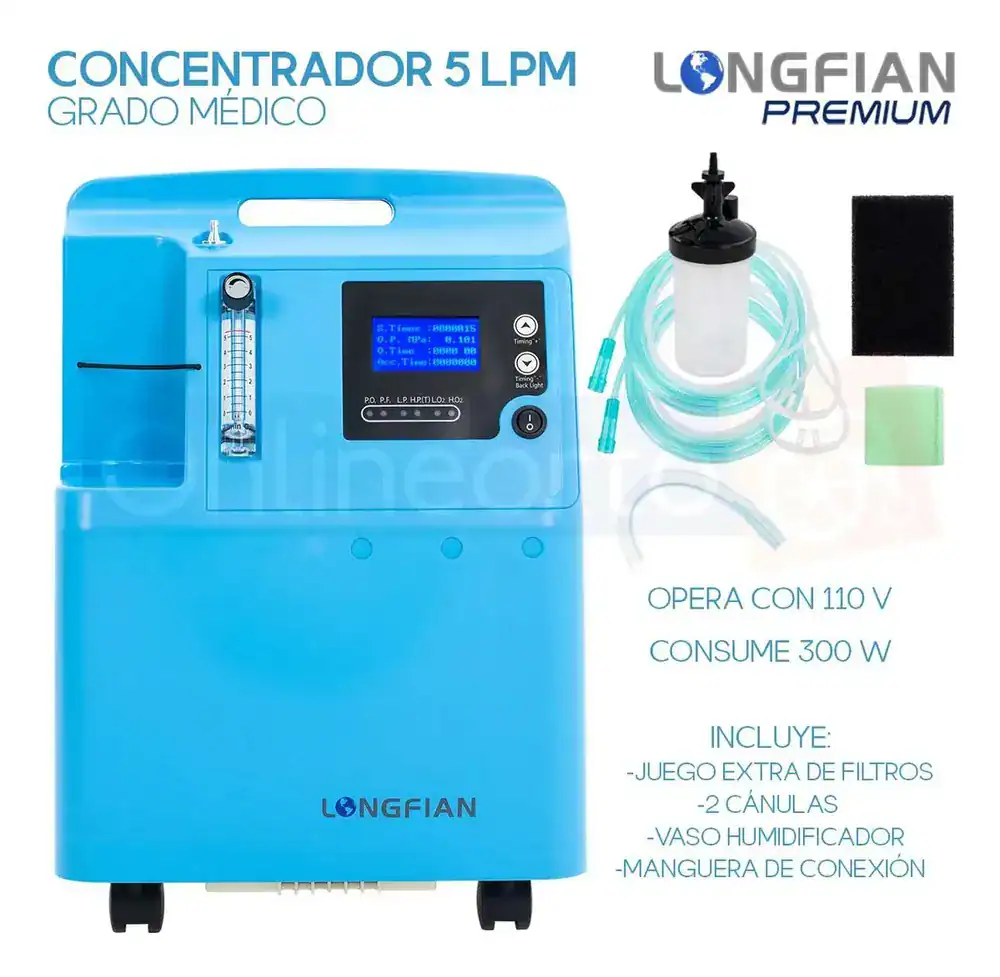 Concentrador De Oxigeno Longfian 5 Litros Estacionario