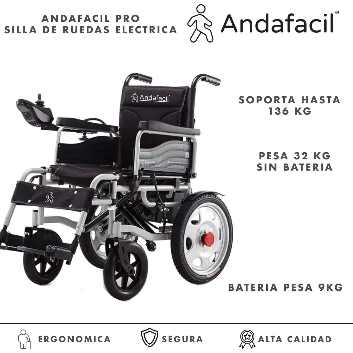 Andafacil® – Andafacil Pro – Silla de Ruedas Electrica | Moderna, Plegable, Todo Terreno