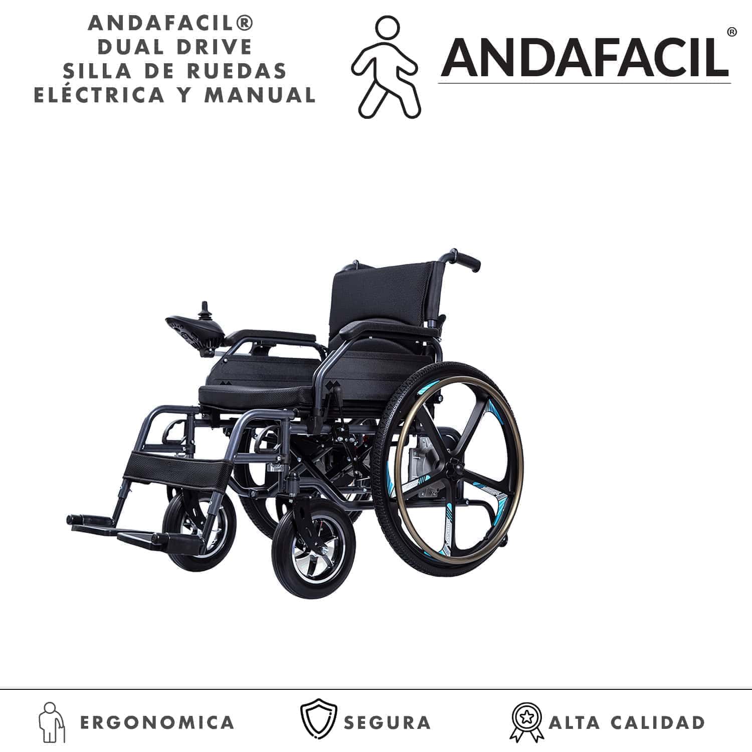 Andafacil® – DualDrive – Silla de Ruedas 2 en 1 | Eléctrica y Manual, Compacta y de Alta Calidad