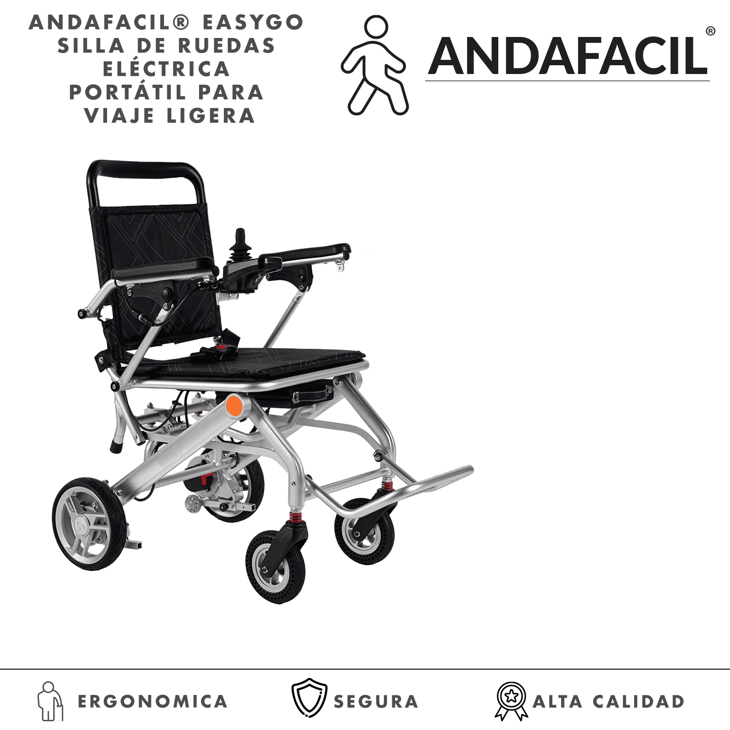 Andafacil® EasyGo Silla de Ruedas Eléctrica Portátil para Viaje Ligera