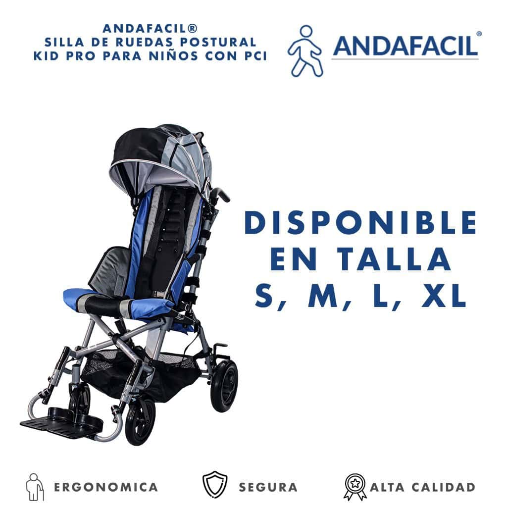 Andafacil® – Silla de Ruedas Postural Kid Pro para niños con PCI (Azul)
