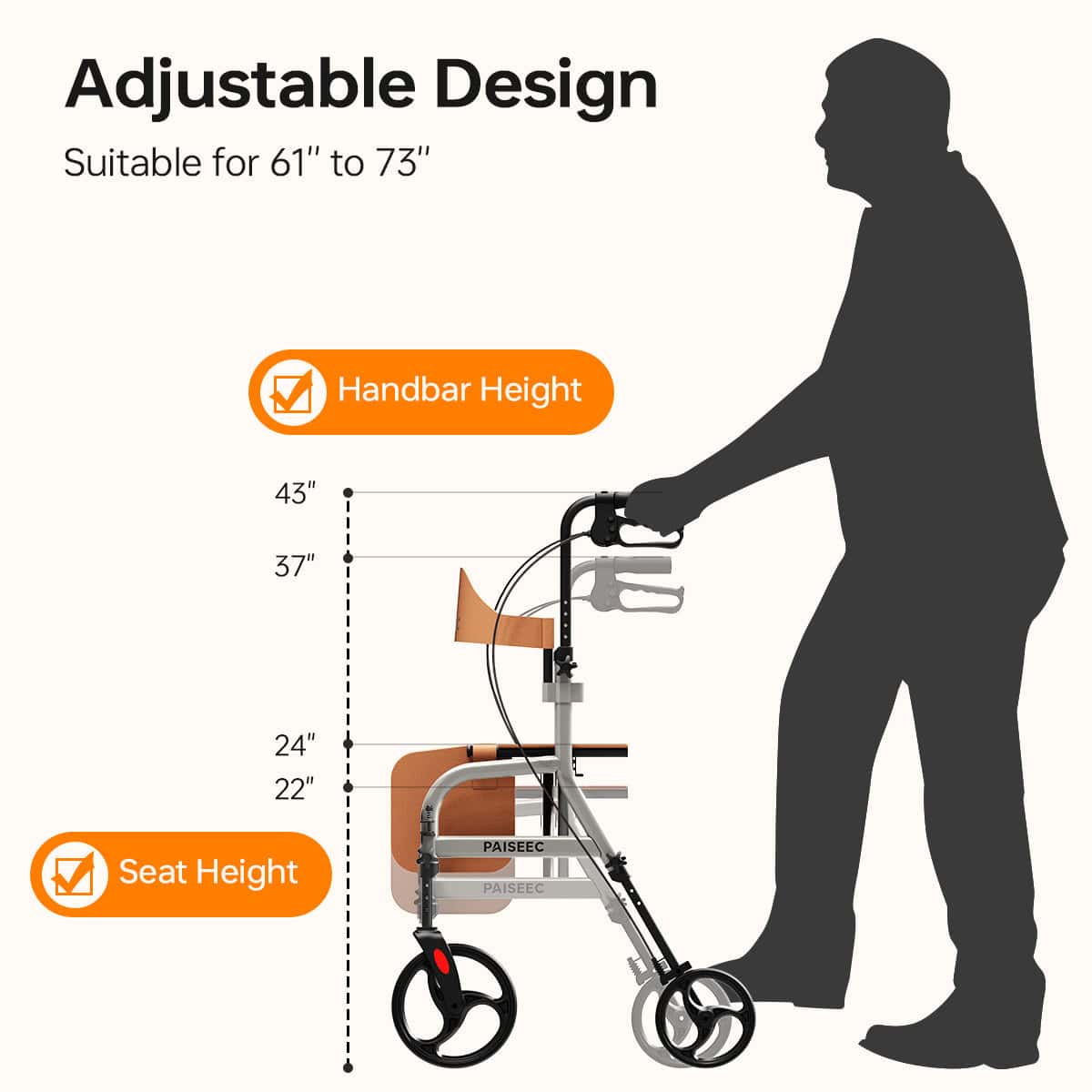 Paiseec R1 – Andadera Rollator 2 en 1 con Asiento 8