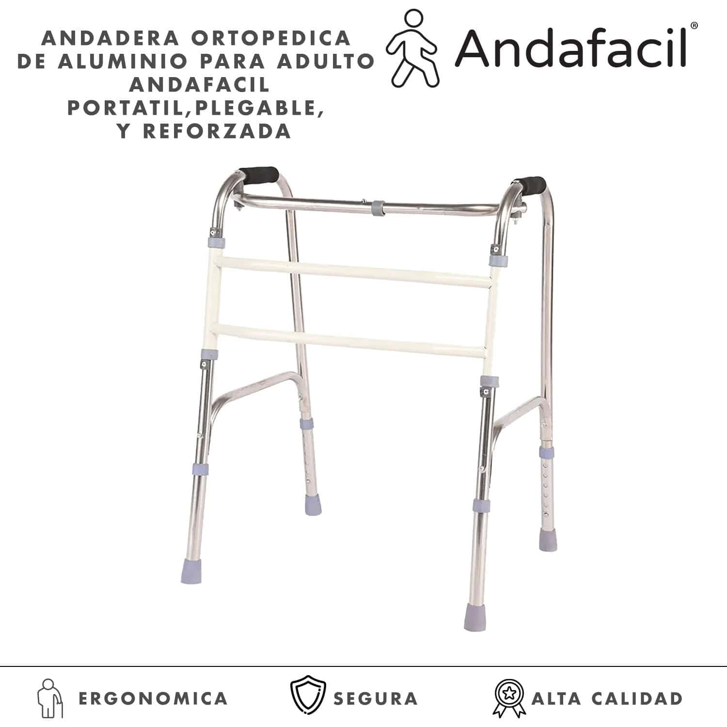 Andadera Ortopedica de Acero para Adulto Andafacil® | Portatil, Plegable, Reforzada