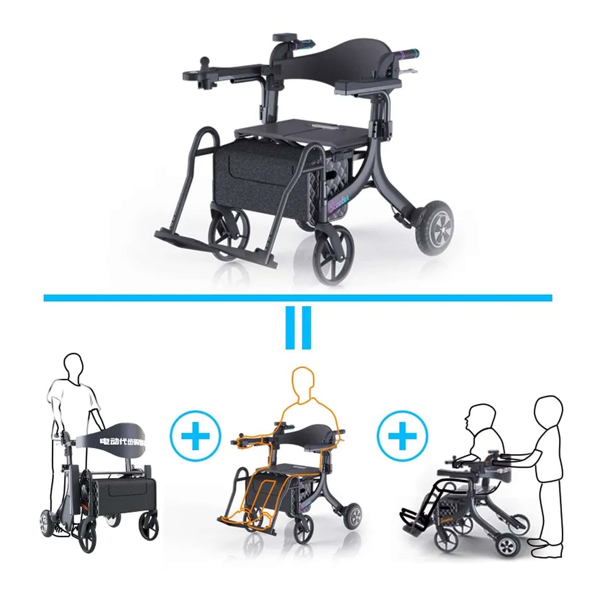 Andafacil® – Andafacil Pro Andadera Asistida | 5 en 1 | Electrica | Silla de traslado, Andadera, Silla de apoyo