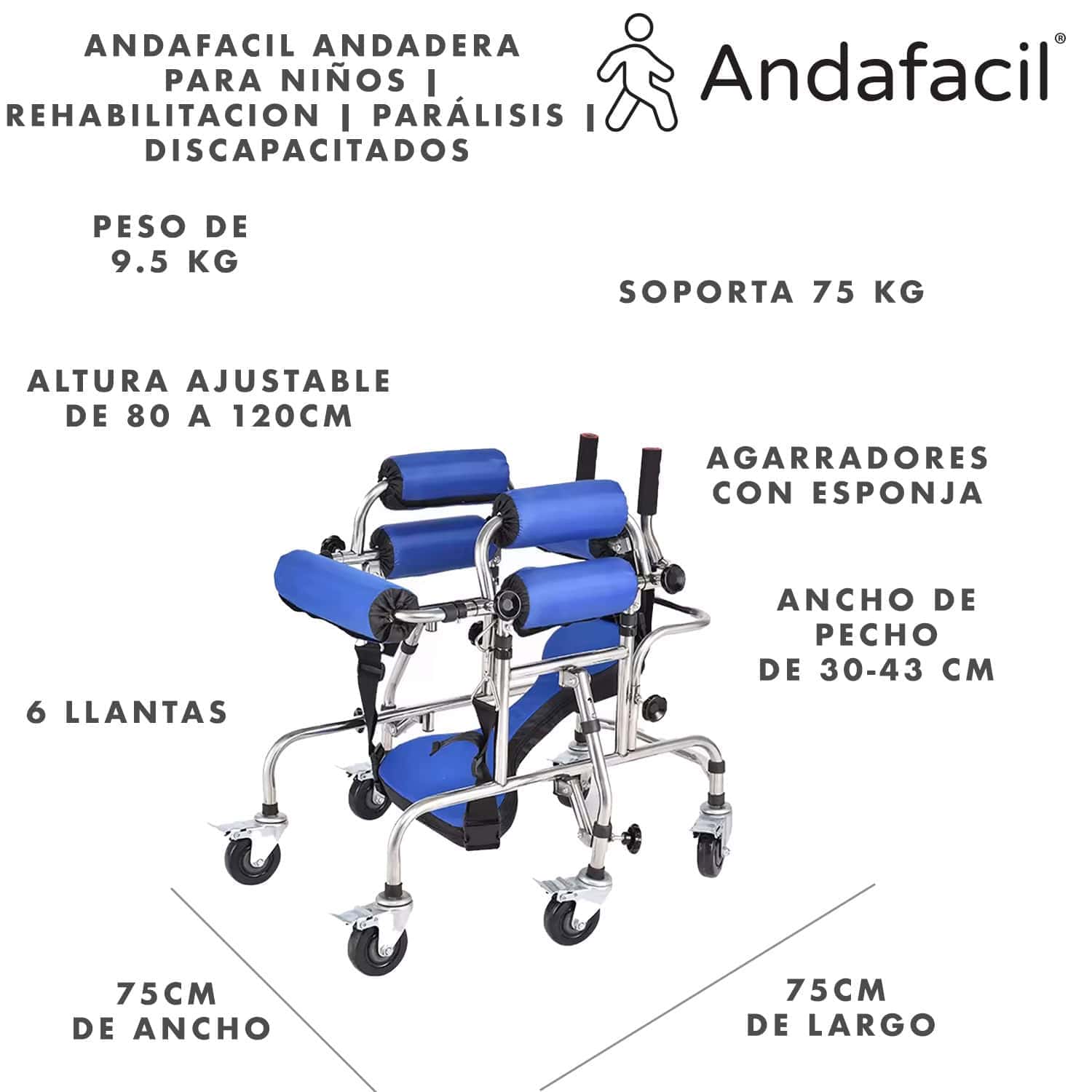 Andafacil® Andadera para niños | Rehabilitacion | Parálisis | Discapacitados
