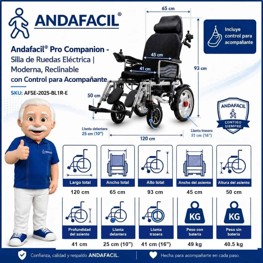 Andafacil® Pro Companion - Silla de Ruedas Electrica | Moderna, Reclinable