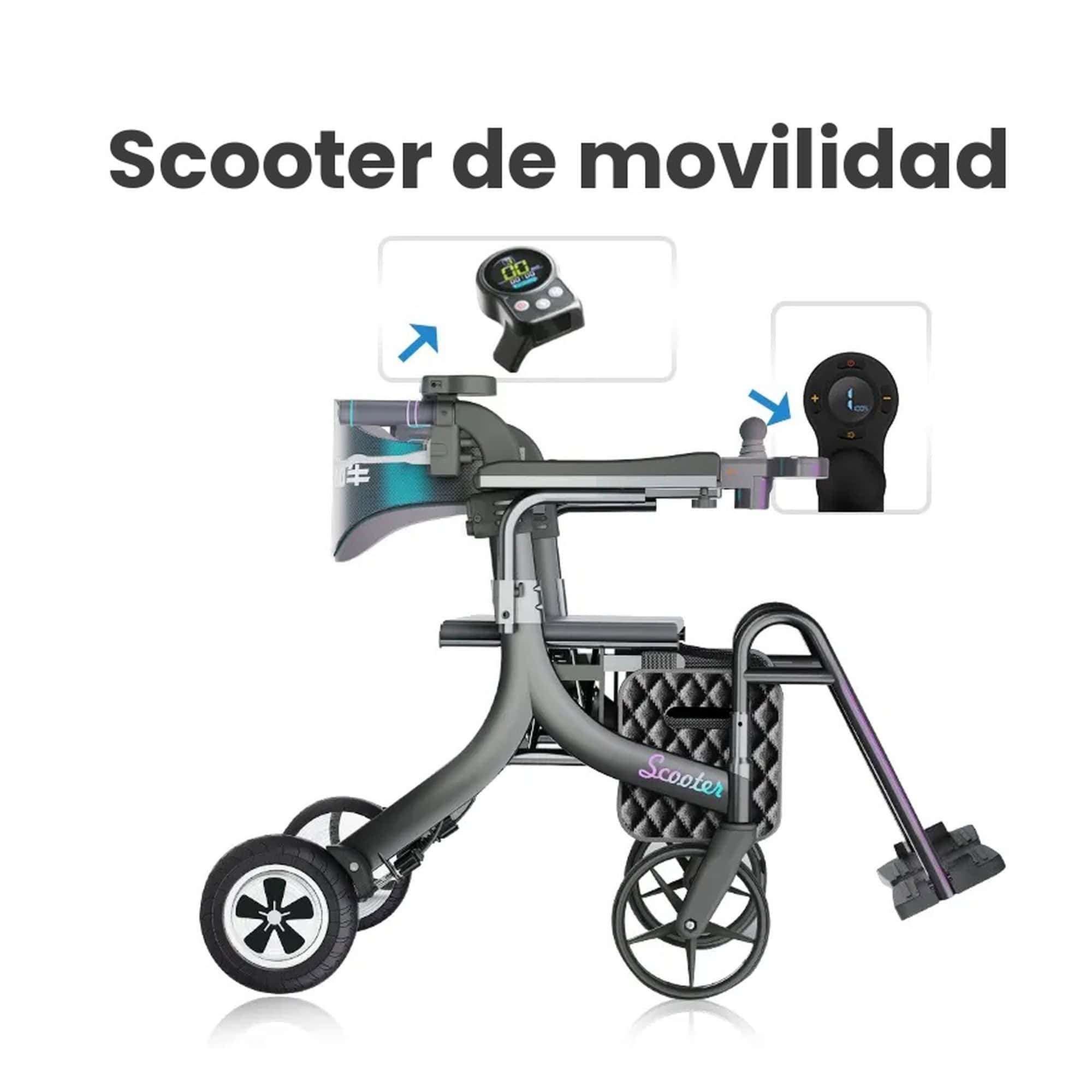Andafacil® – Andafacil Pro Andadera Asistida | 5 en 1 | Electrica | Silla de traslado, Andadera, Silla de apoyo