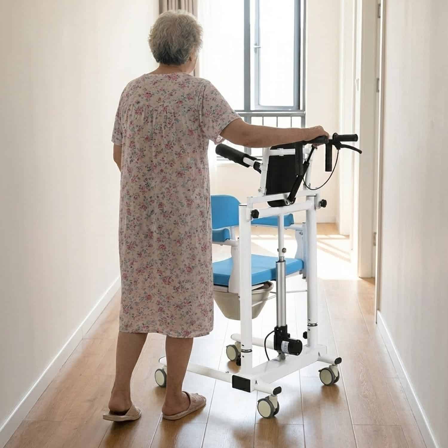 Andafacil® EasyTransfer Pro – Silla Transferencia Eléctrica | Blanca, Reclinable, 120kg