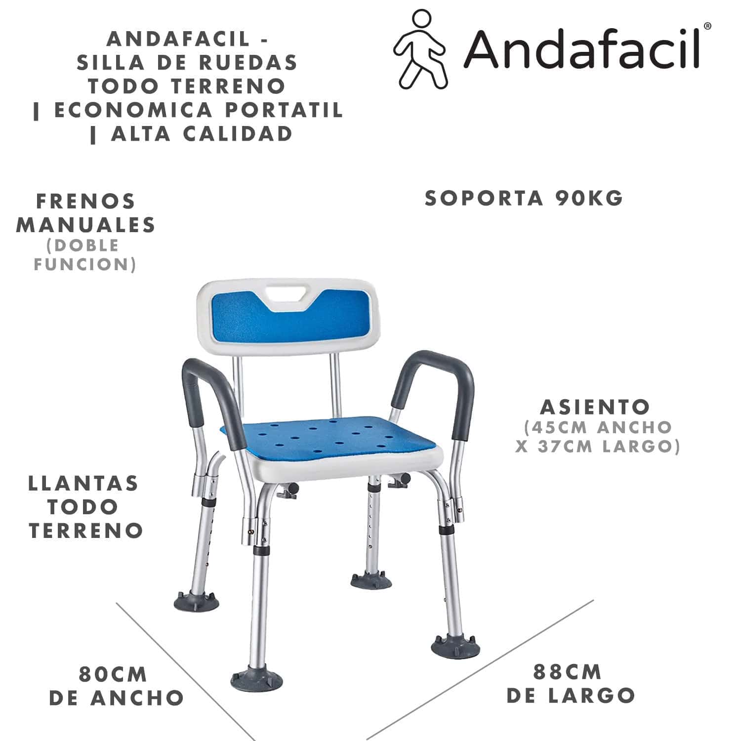 Andafacil® Silla para Baño Extra Resistente